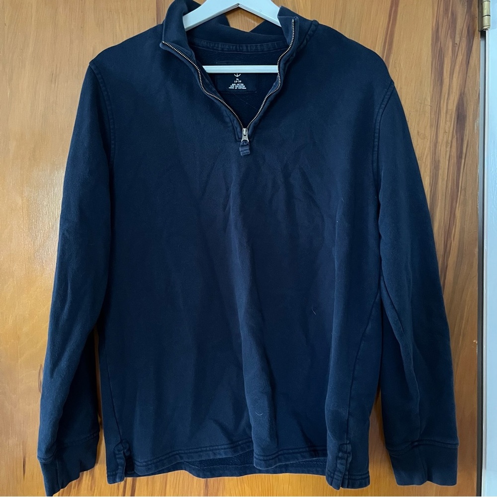 Navy blue quarter zip sweatshirt
